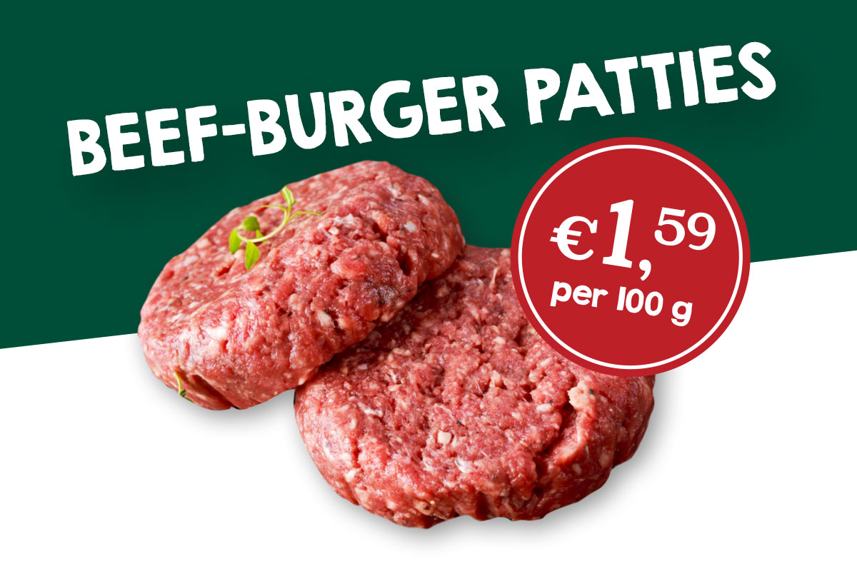 Beef-Burger-Pattes € 1,59 per 100g