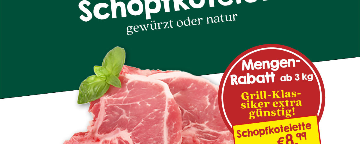 schopfkotelett gewürzt oder natur Mengen Rabatt ab 3 kg/kg €8,99