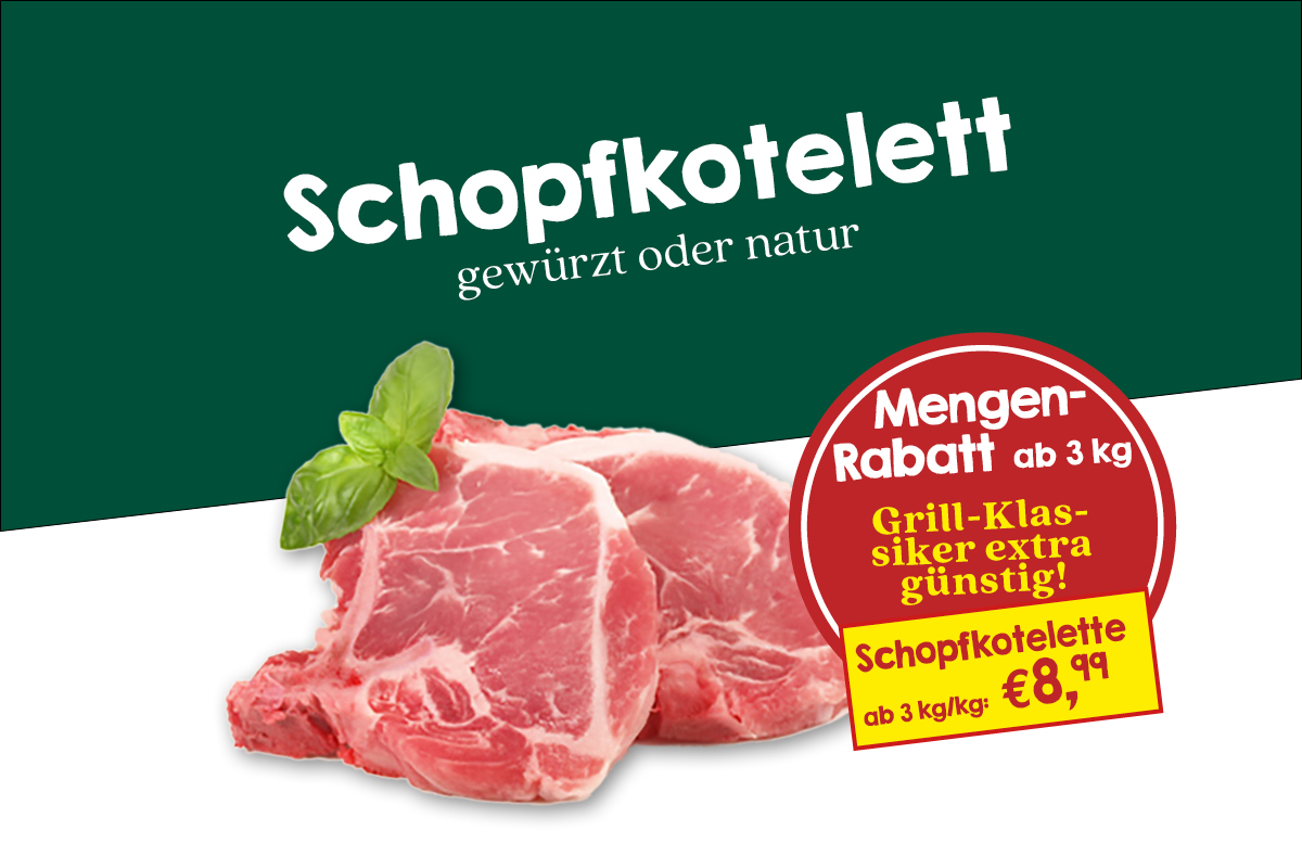 schopfkotelett gewürzt oder natur Mengen Rabatt ab 3 kg/kg €8,99